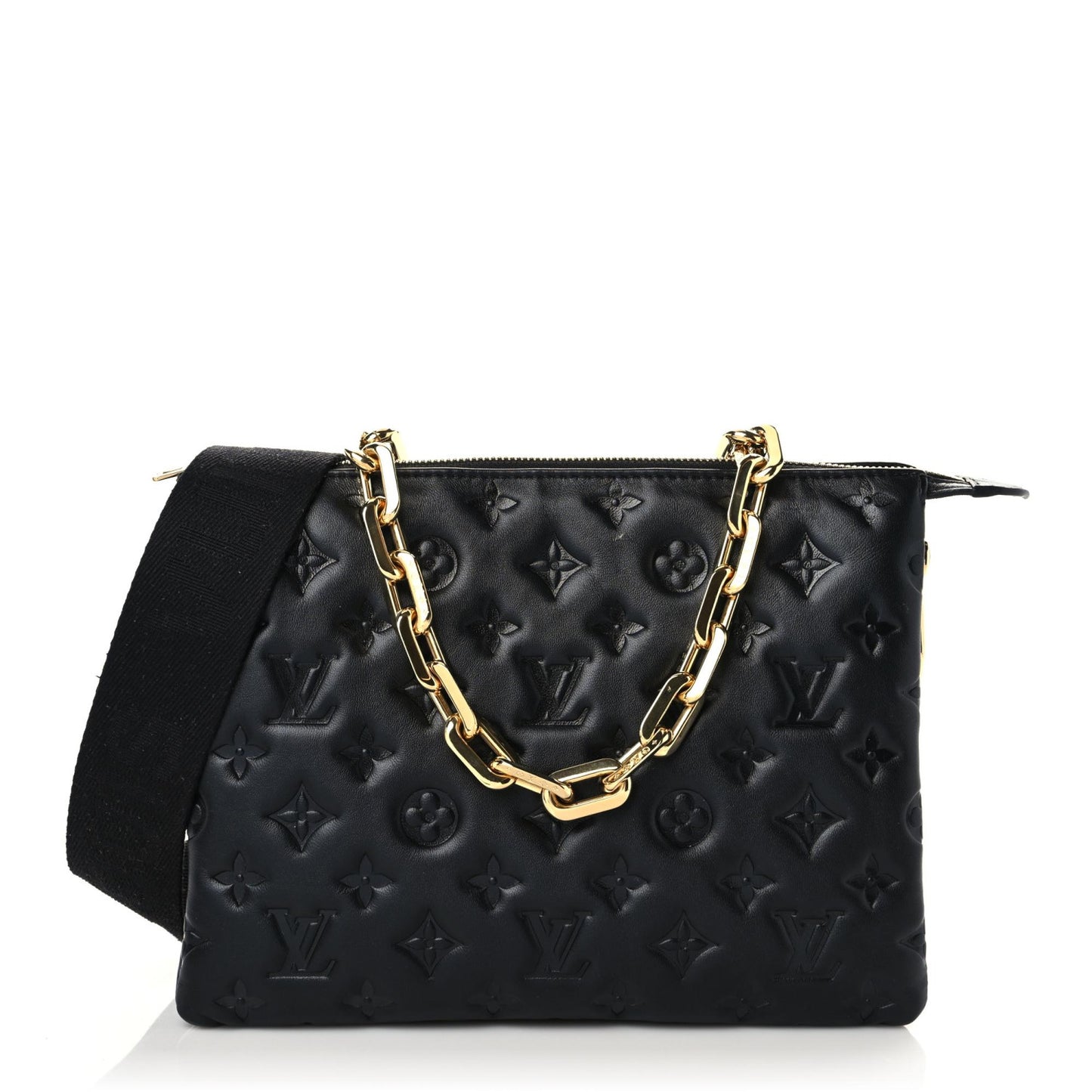 Lambskin Embossed Monogram Coussin PM Black