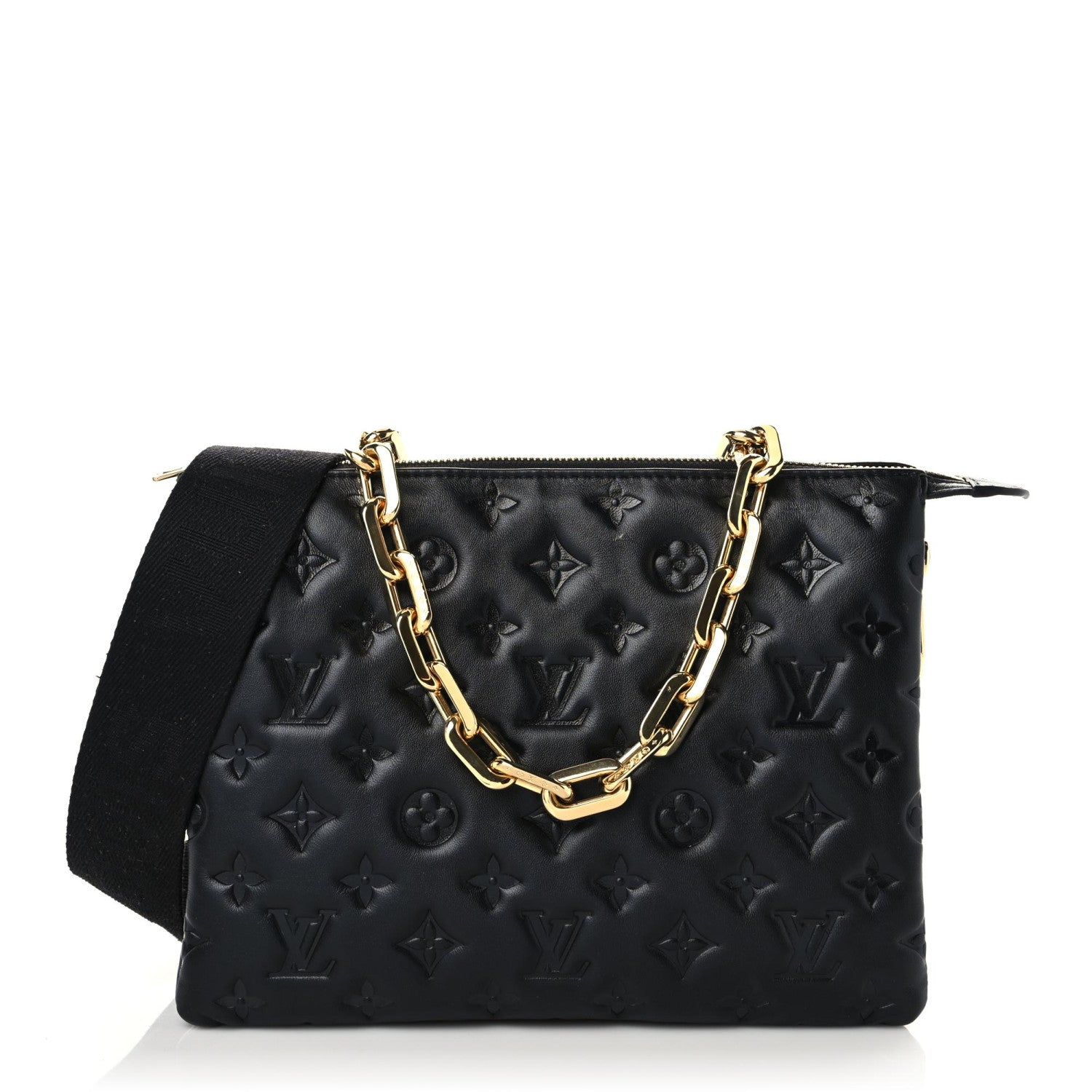 Louis Vuitton Lambskin Embossed Monogram Coussin PM Black 1 of 15