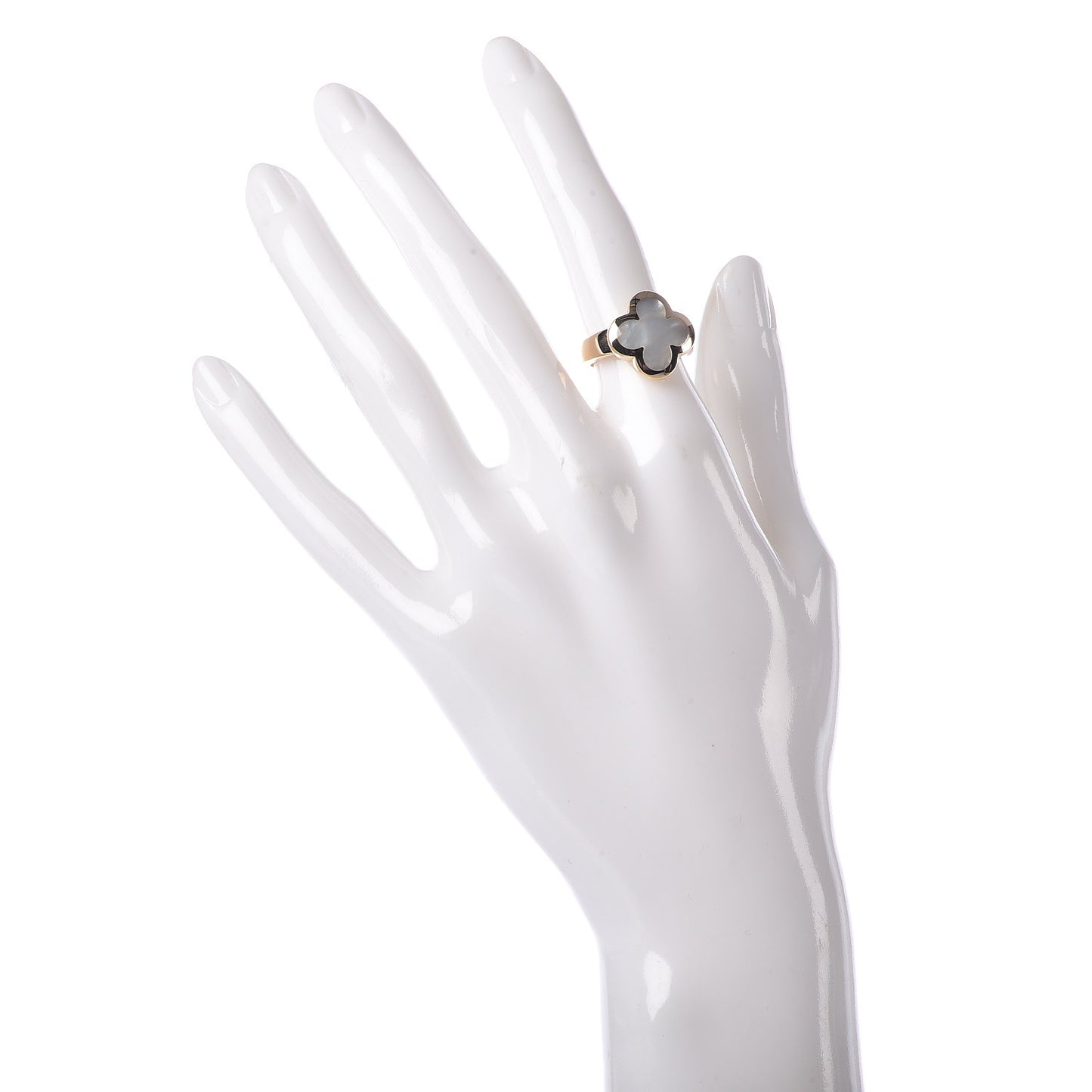 18K Yellow Gold Mother of Pearl Pure Alhambra Ring 49 4.75