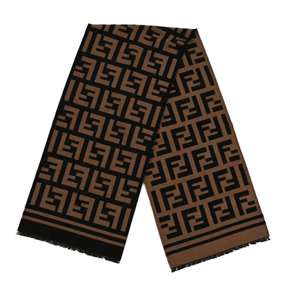 Fendi Wool FF Scarf Brown Black Brown Black 2 of 3