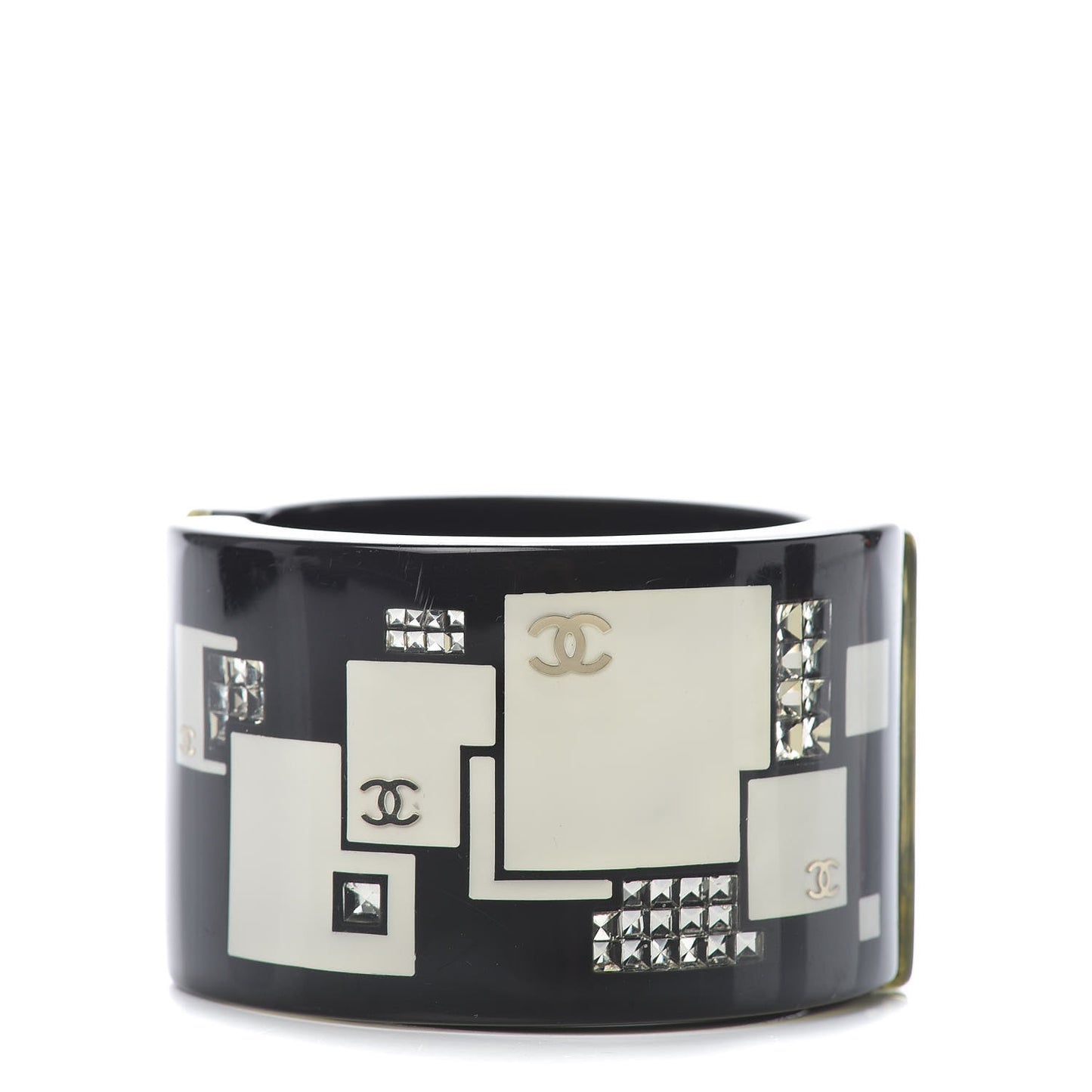 Resin Crystal Squares CC Cuff Black