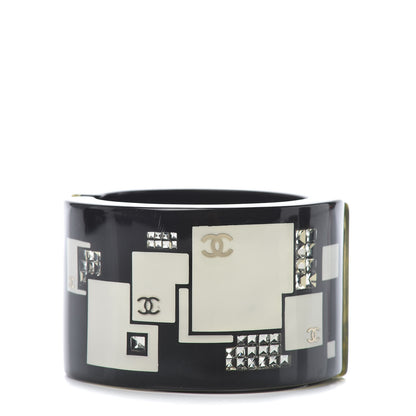 Chanel Resin Crystal Squares CC Cuff Black 1 of 7