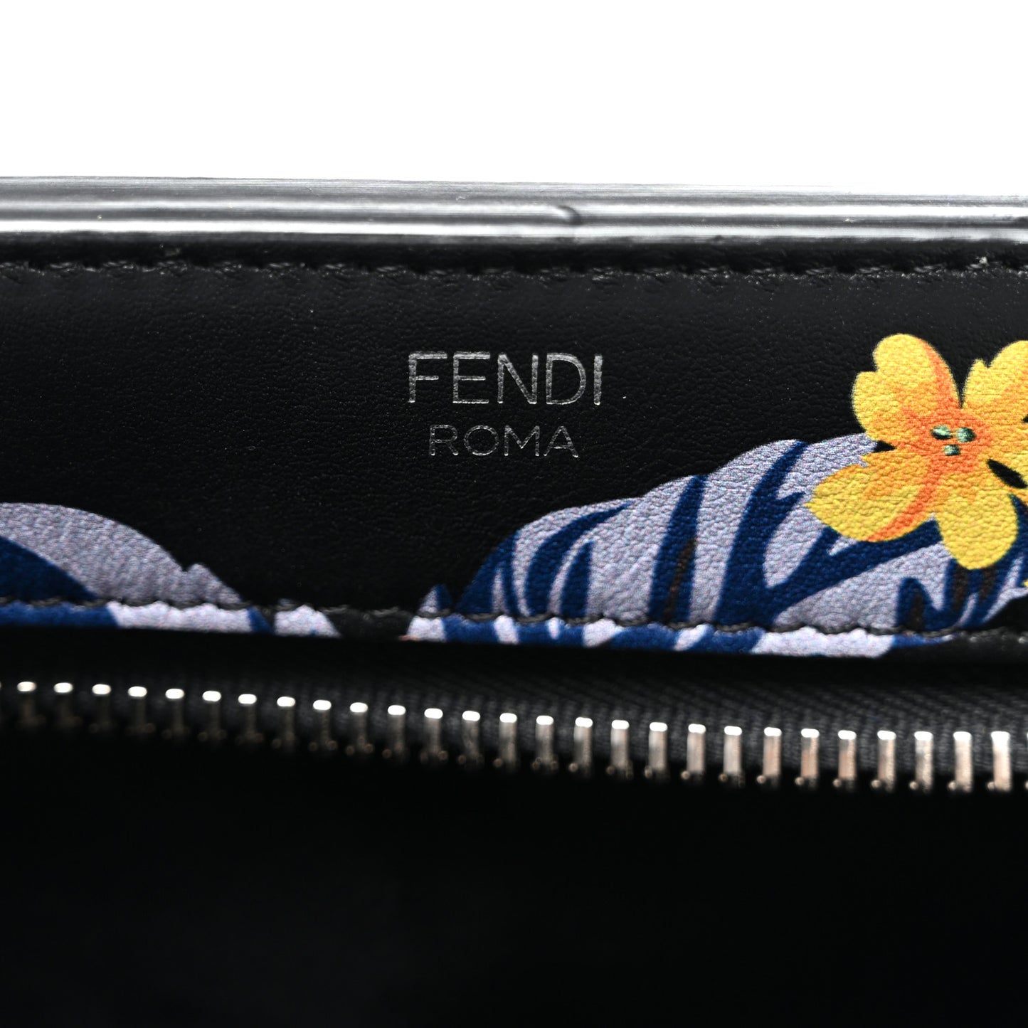 Calfskin Trapuntata Floral Small DotCom Click Chain Satchel Black Multicolor