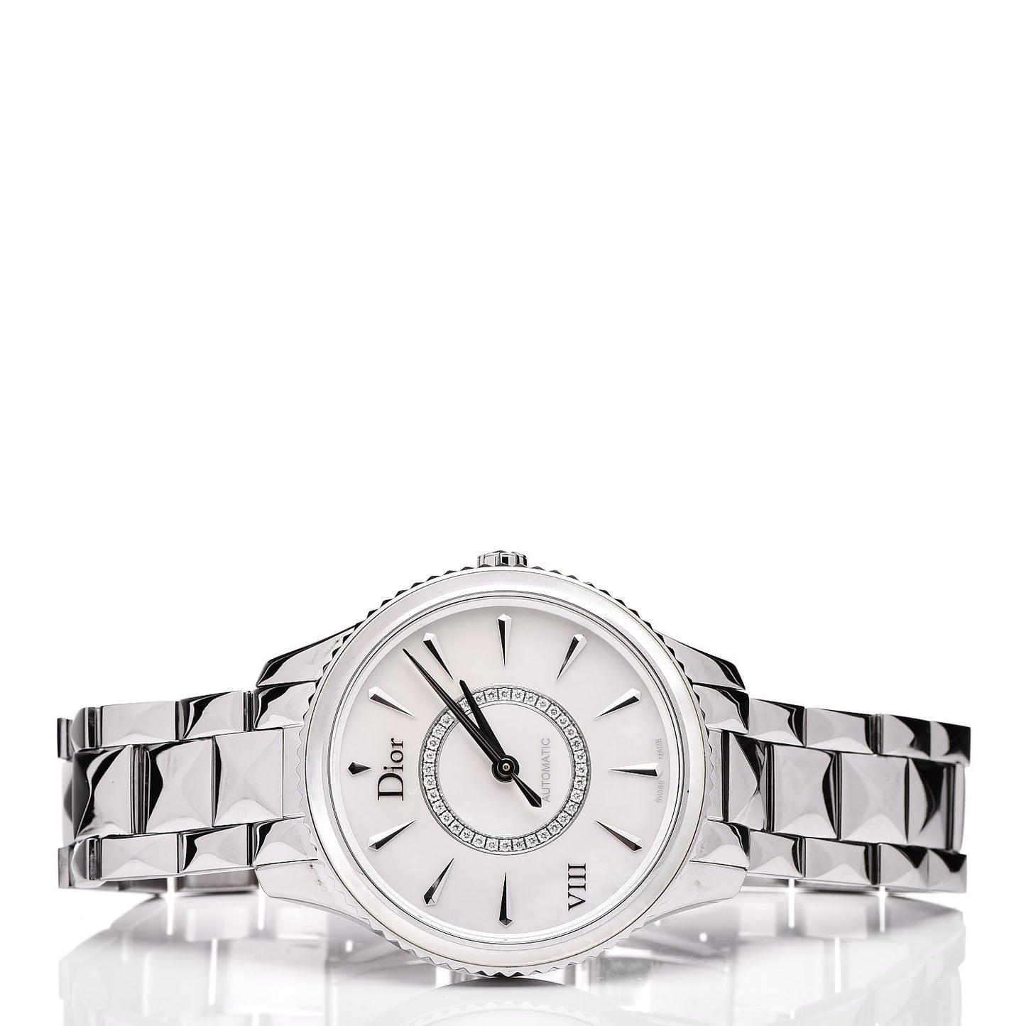 Stainless Steel Diamond Mother of Pearl 36mm Dior VIII Montaigne Automatic Watch