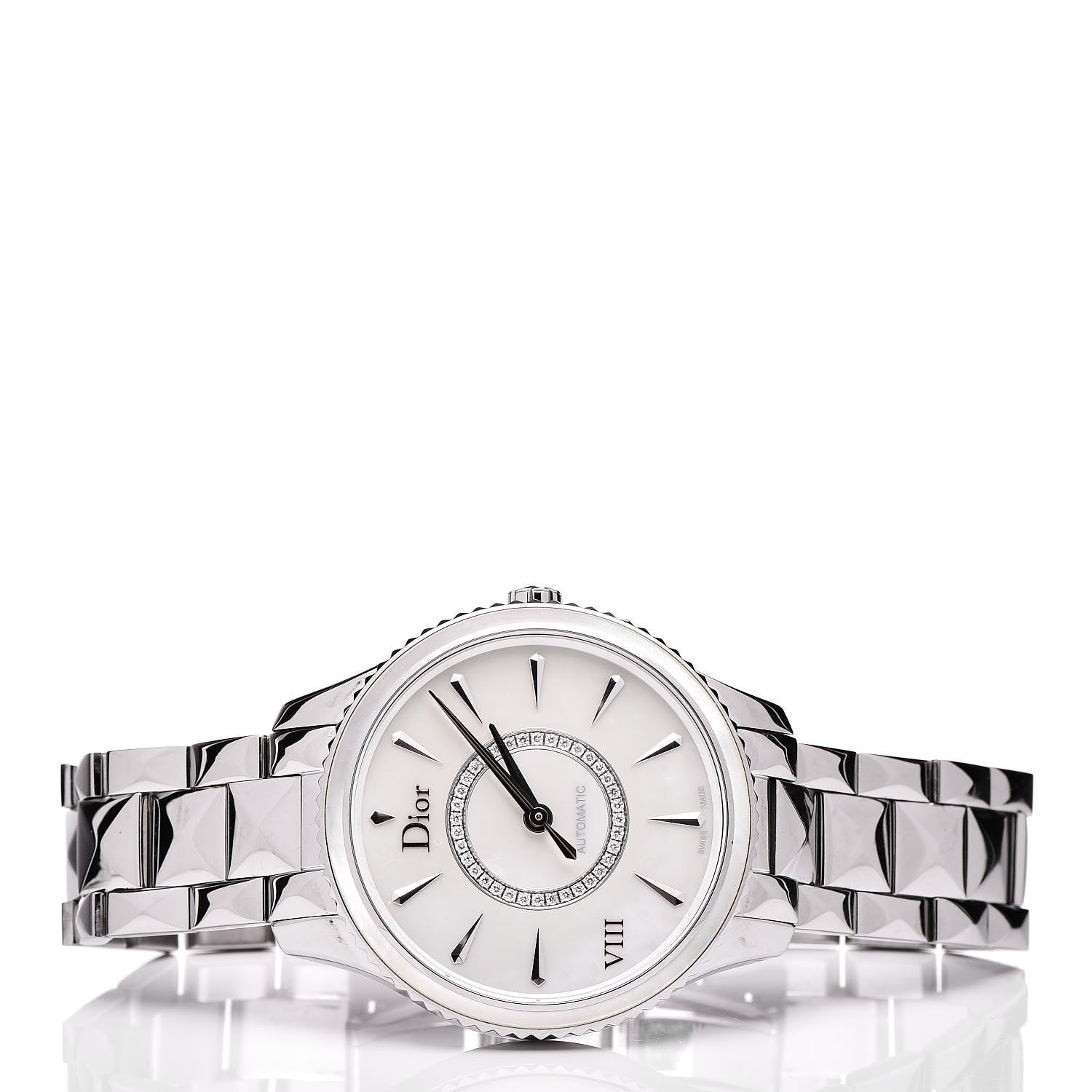 Christian Dior Stainless Steel Diamond Mother of Pearl 36mm Dior VIII Montaigne Automatic Watch 4 of 8