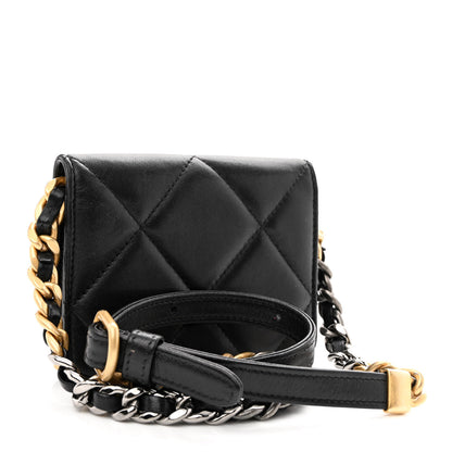 Chanel Lambskin Quilted Chanel 19 Flap Belt Bag Black 2 of 10