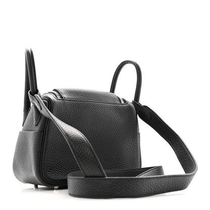 Hermes Taurillon Clemence Mini Lindy 20 Black 3 of 14