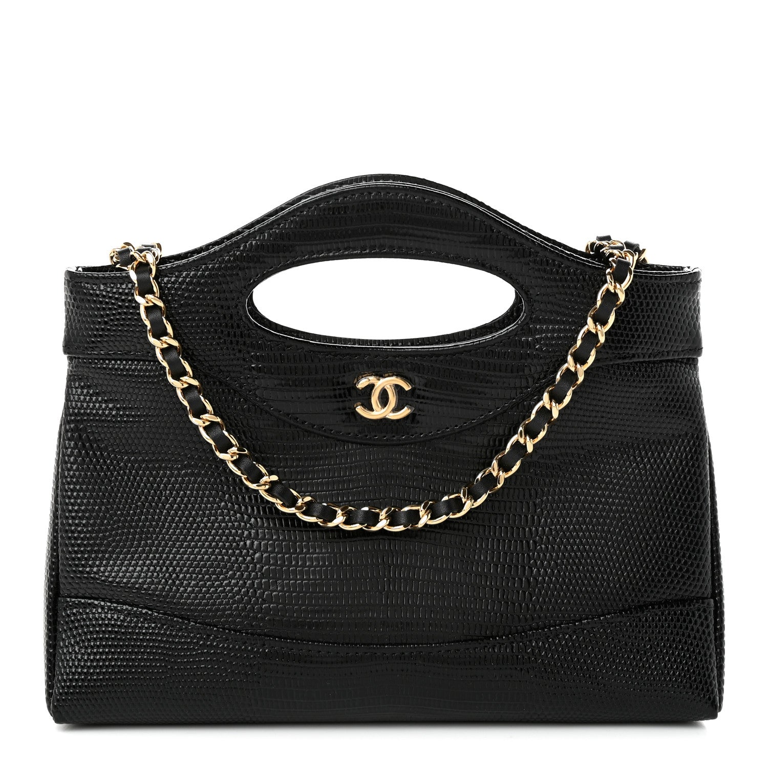 Chanel Calfskin Lizard Embossed Quilted Nano 31 Shopping Bag Black 1 of 10
