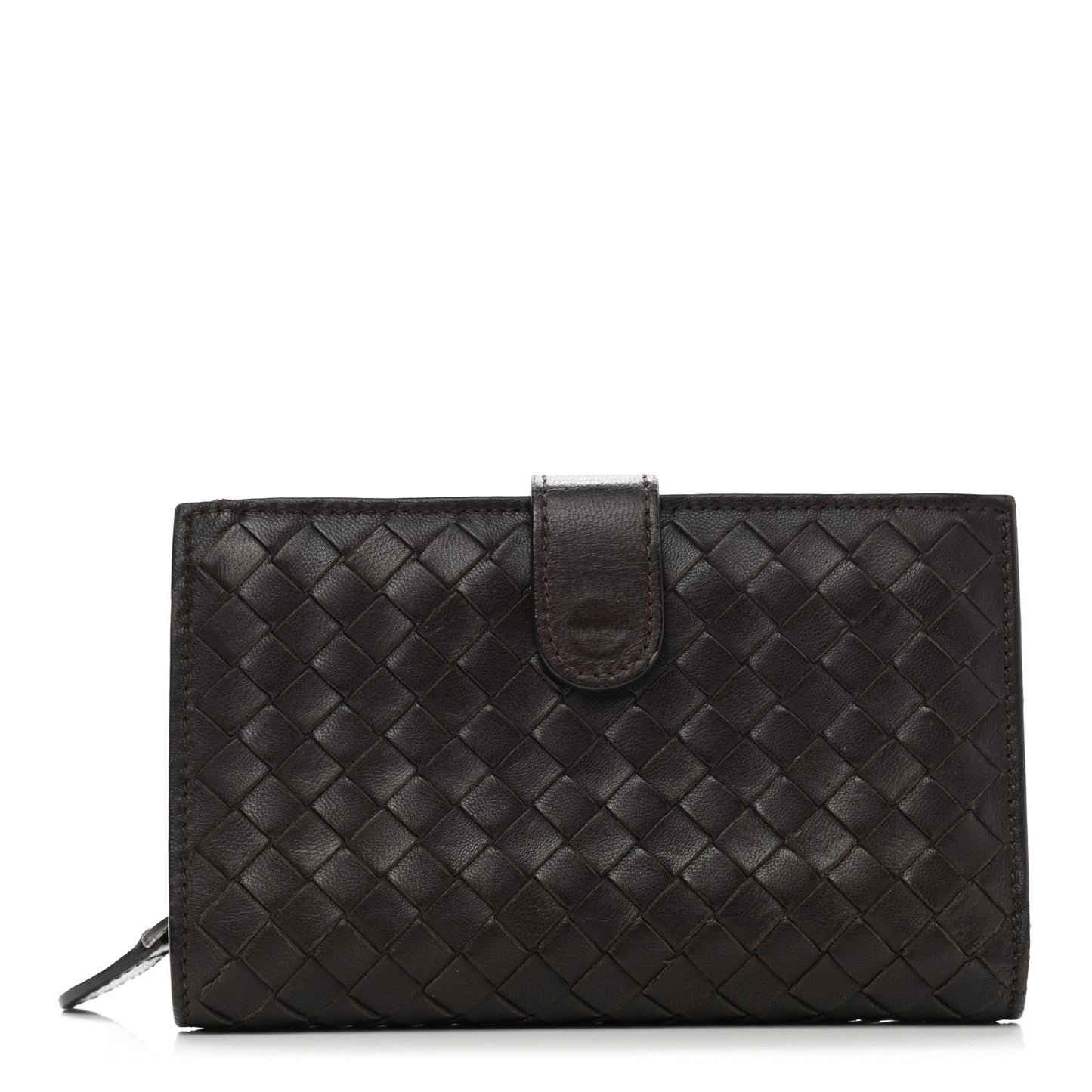 Nappa Intrecciato Continental Snap Wallet Brown Coffee