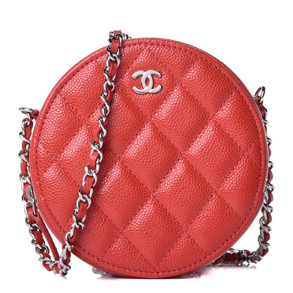 Chanel Caviar Quilted Round Clutch With Chain Red 1 of 9