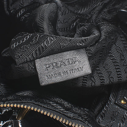 Prada Vernice Stripes Handbag Black 3 of 13