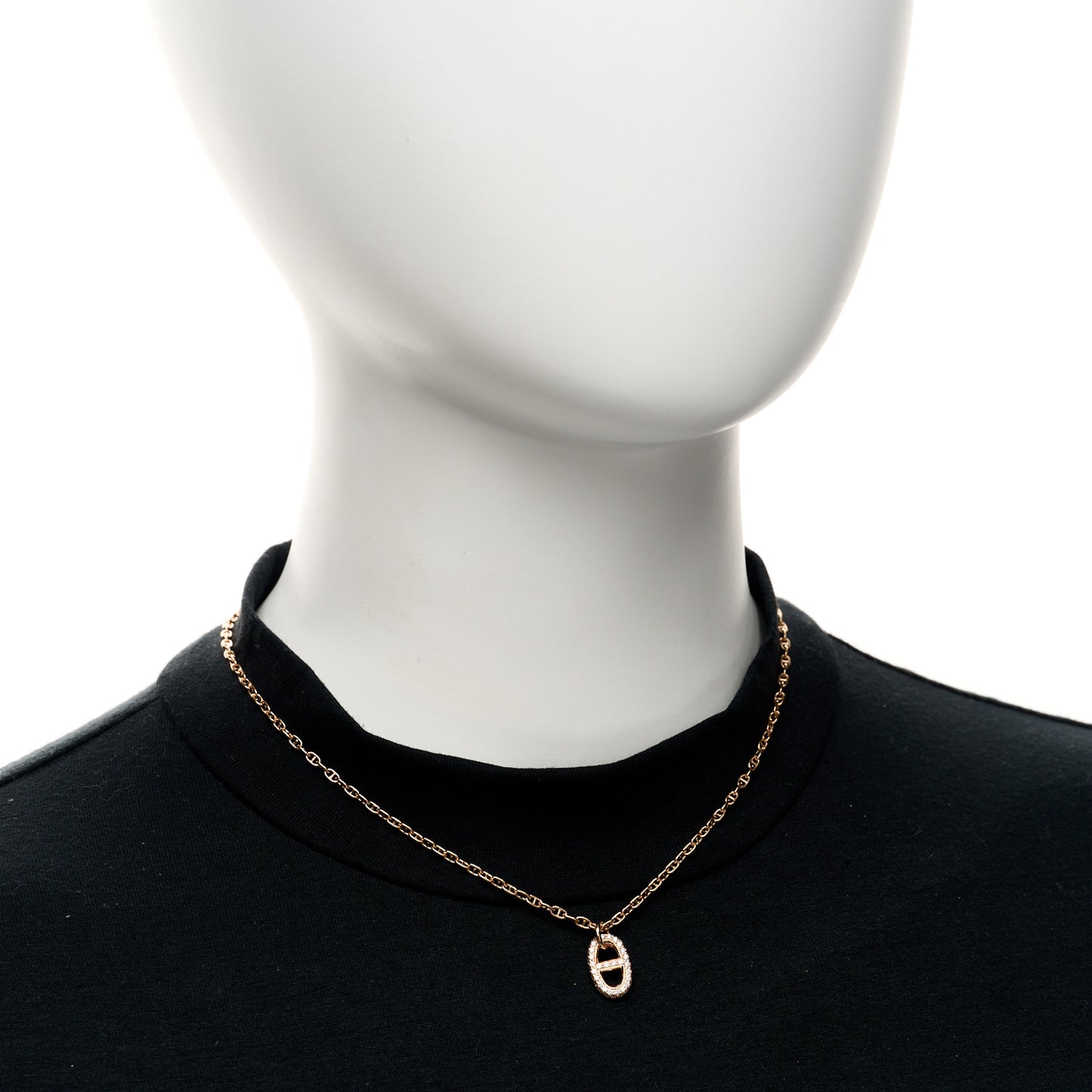 18K Rose Gold Diamond PM New Farandole Pendant Necklace ST
