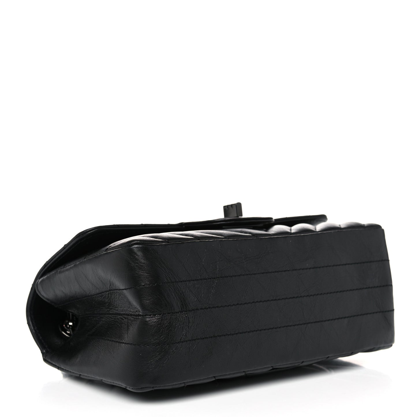 Aged Calfskin Chevron Quilted 2.55 Reissue Mini Flap So Black