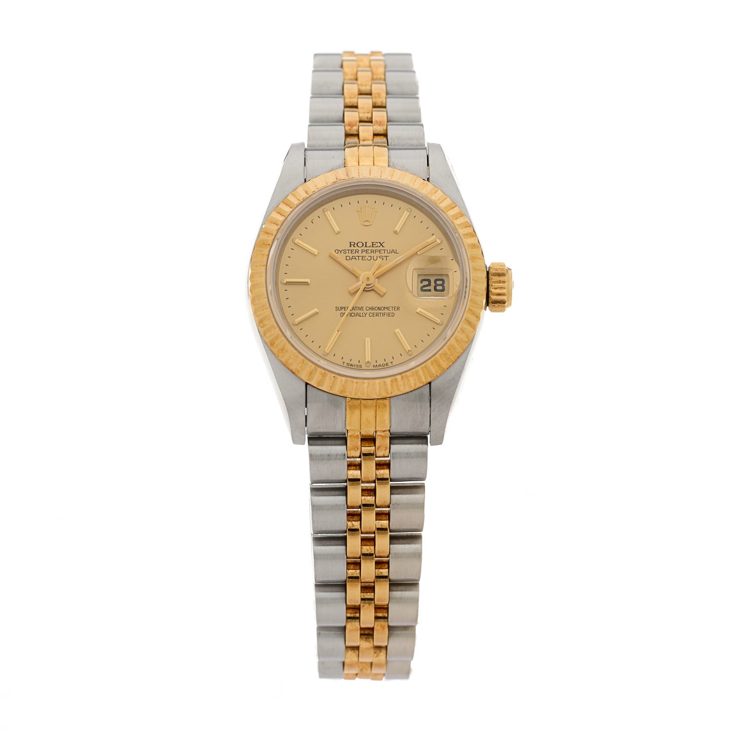 Stainless Steel 18K Yellow Gold 26mm Oyster Perpetual Datejust Watch Champagne 69173