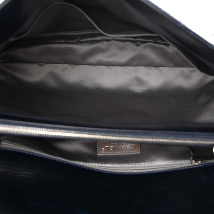 Chanel Glazed Calfskin Quilted CC XL Single Flap Navy 4 of 9