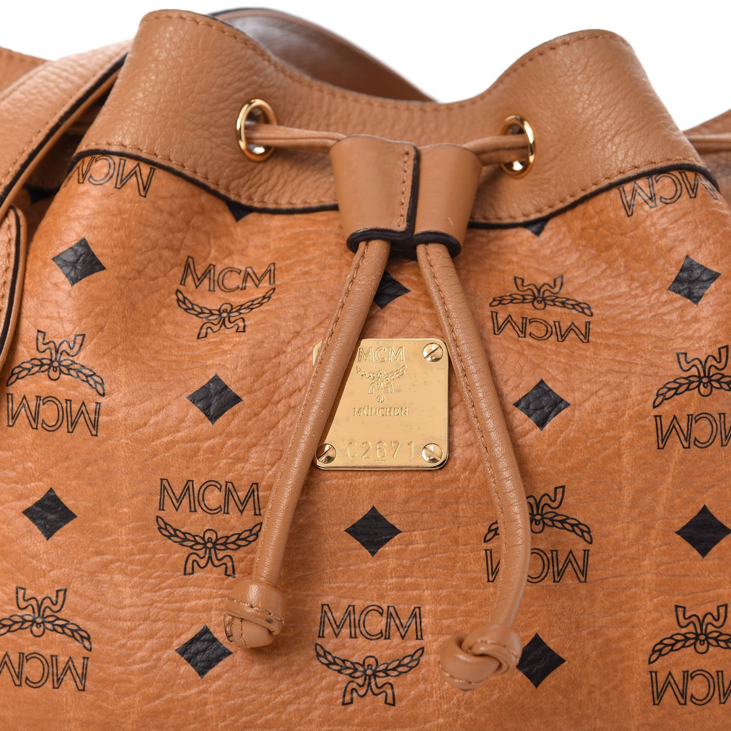 Visetos Essential Drawstring Bucket Bag Cognac