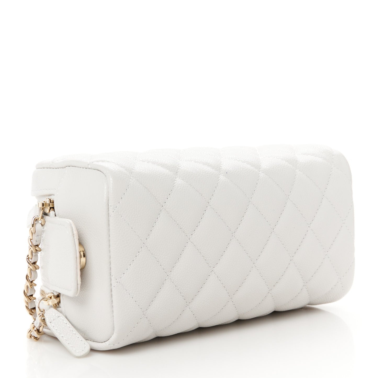 Caviar Quilted Toiletry Case With Chain Light Grey
