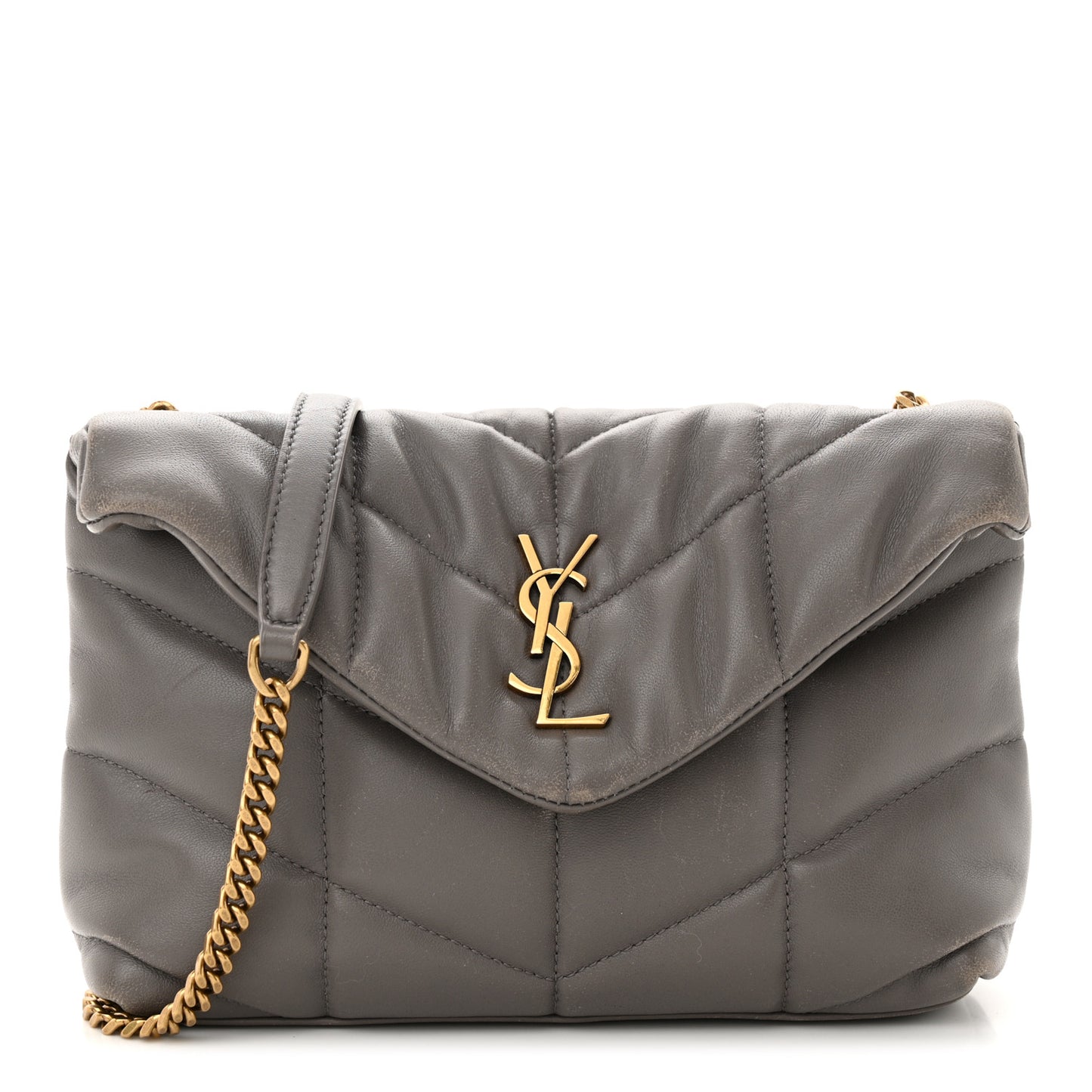 Lambskin Quilted Toy Loulou Puffer Monogram Chain Satchel Fog