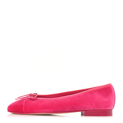 Chanel Velvet Cap Toe Ballerina Flats 36.5 Pink 1 of 8