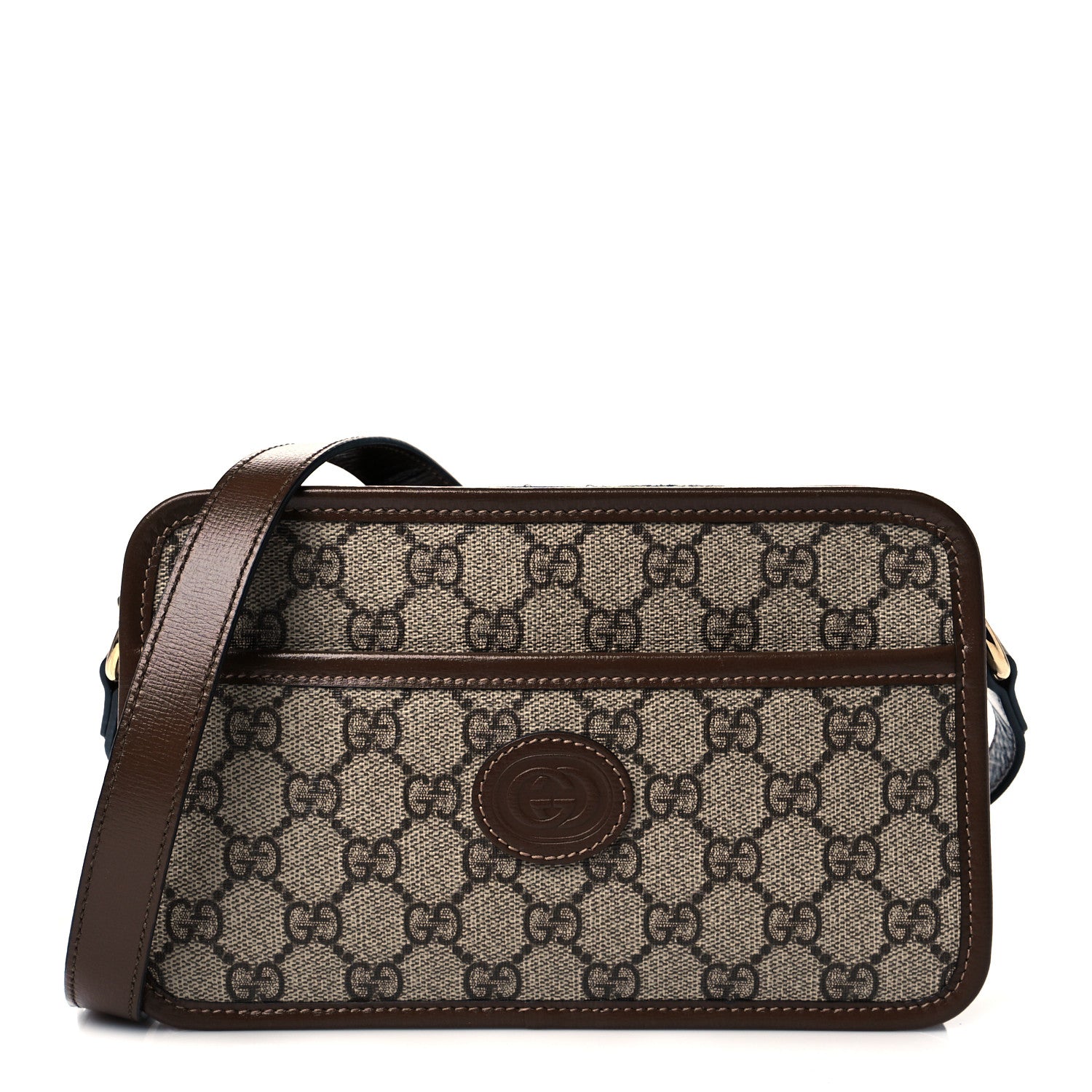 Gucci GG Supreme Monogram Azalea Calfskin Mini Retro Interlocking G Shoulder Bag Beige Ebony Brown Sugar 1 of 11