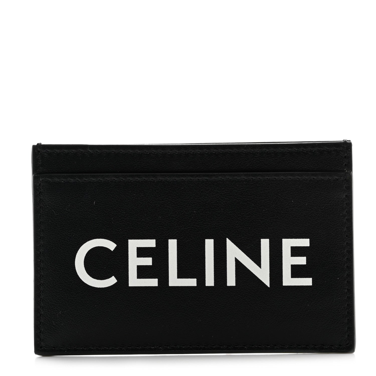 Celine Calfskin Logo Card Holder Black 1 of 8