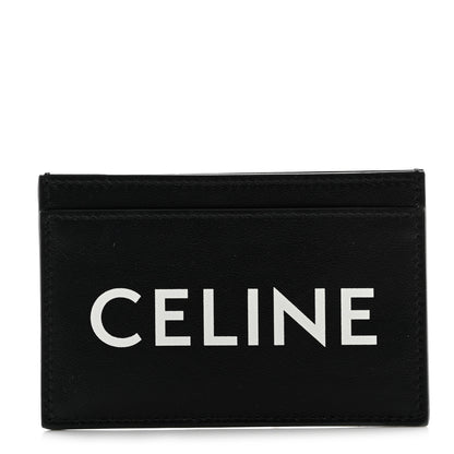 Celine Calfskin Logo Card Holder Black 1 of 8