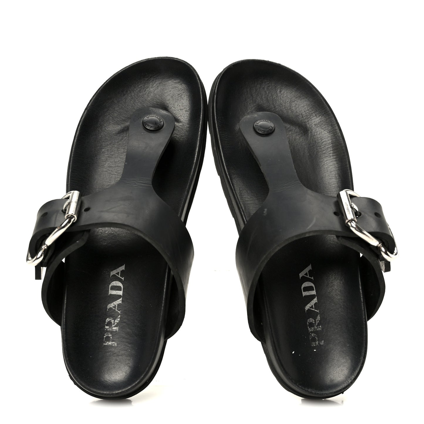 EVA Rubber Buckled Lug Sole 20mm Thong Sandals 38 Black