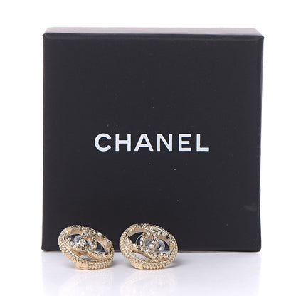 Chanel Pearl Crystal CC Round Earrings Gold 5 of 5