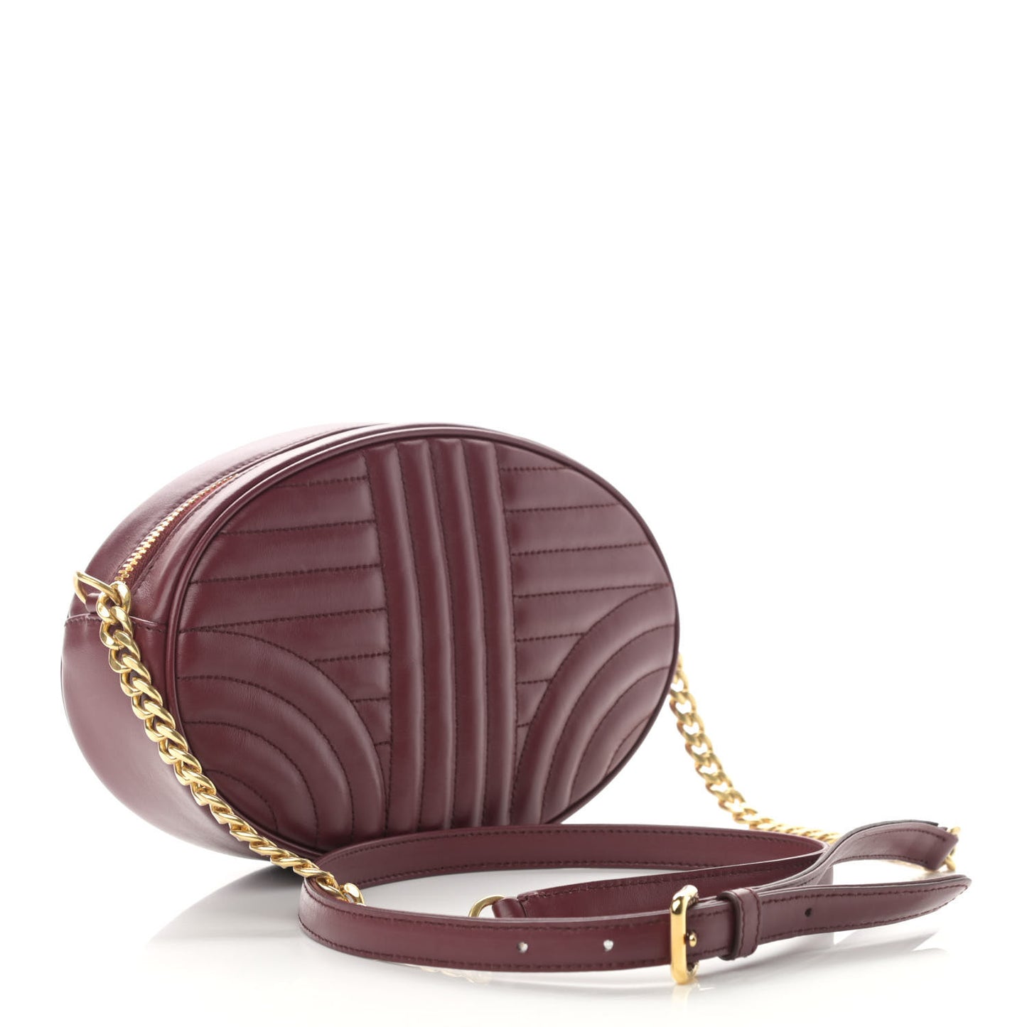 Soft Calfskin Impunture Diagramme Oval Crossbody Bag Cerise