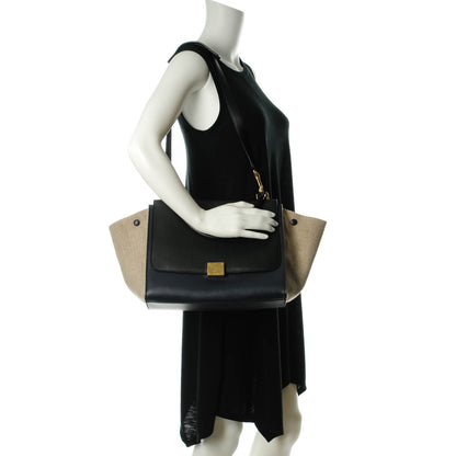 Celine Smooth Calfskin Canvas Medium Trapeze Navy Blue 2 of 9