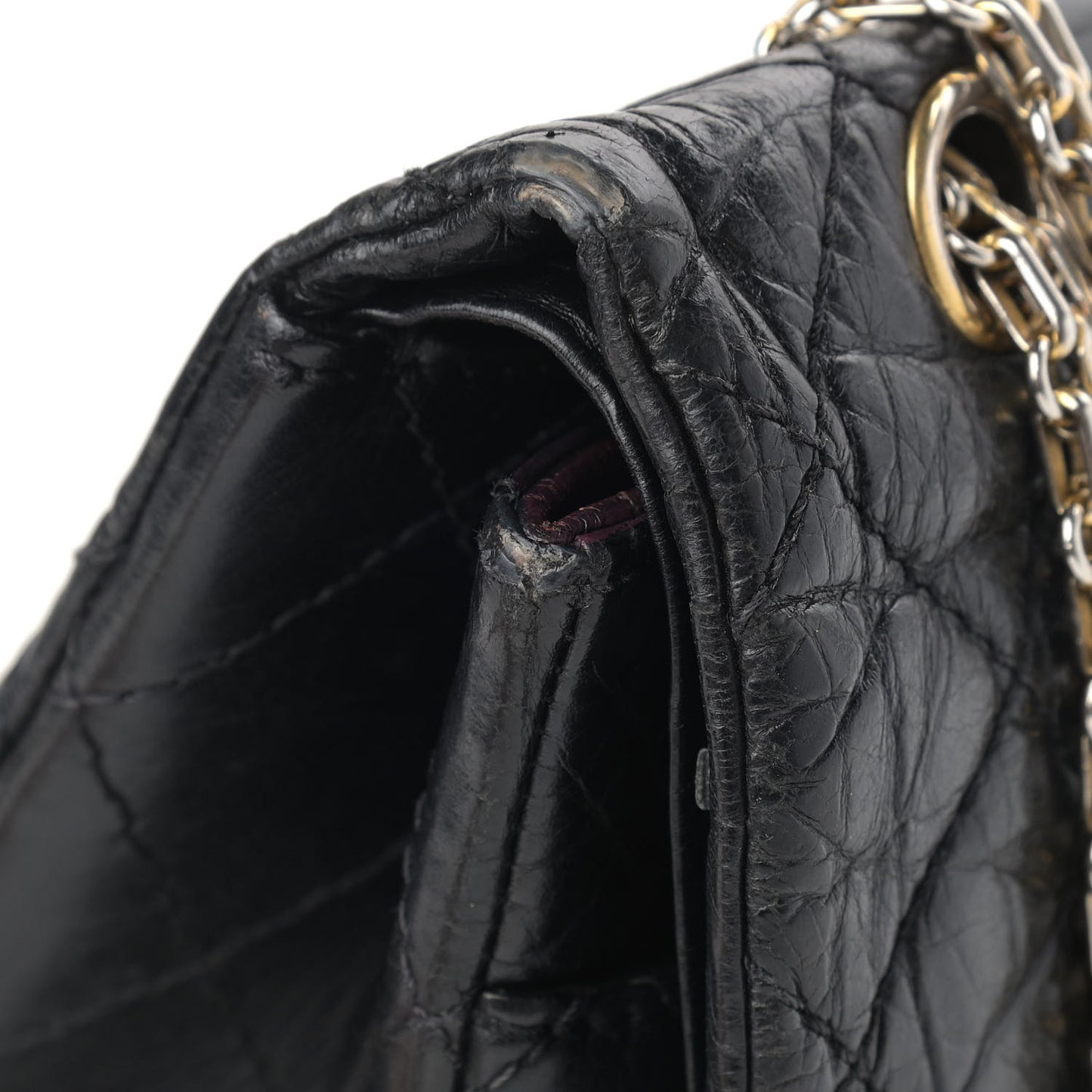 Aged Calfskin Quilted 2.55 Reissue 227 Flap Black