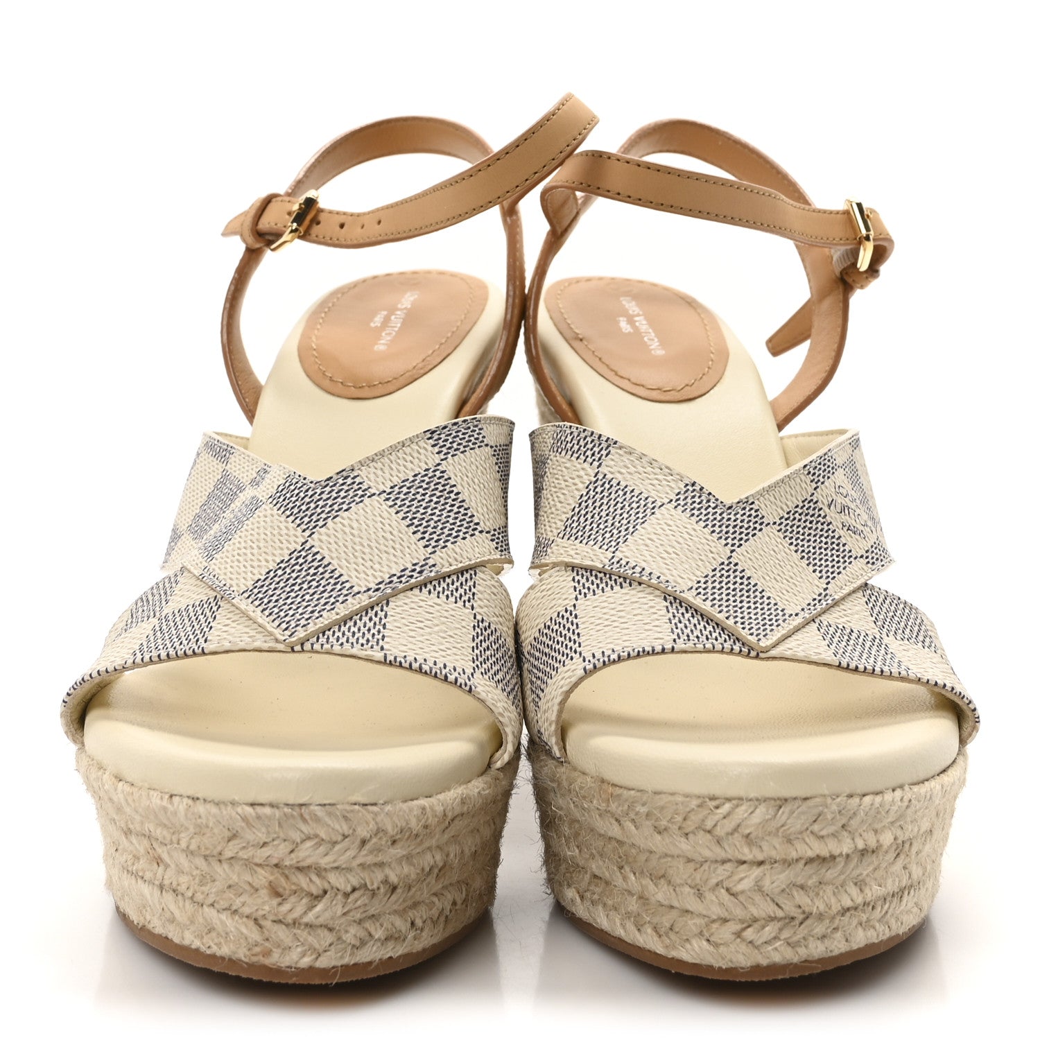 Louis Vuitton Damier Azur Starboard Wedges 40 Tan 3 of 8