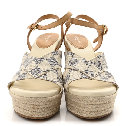 Louis Vuitton Damier Azur Starboard Wedges 40 Tan 3 of 8