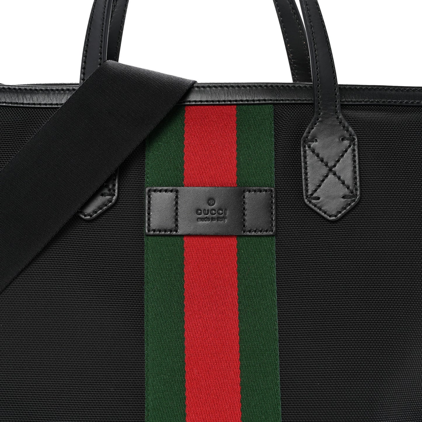 Techno Canvas Web Top Handle Shoulder Bag Black