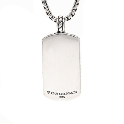 David Yurman Sterling Silver Tiger Eye Dog Tag Pendant Necklace 4 of 6