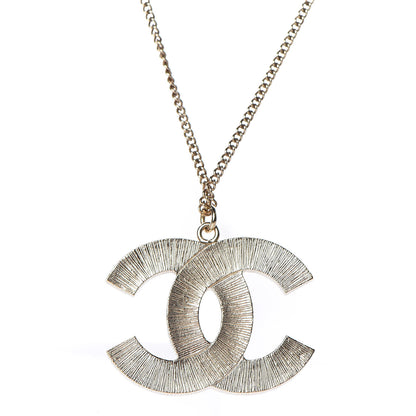 Chanel Metal Quilted CC Pendant Necklace Gold White 6 of 6