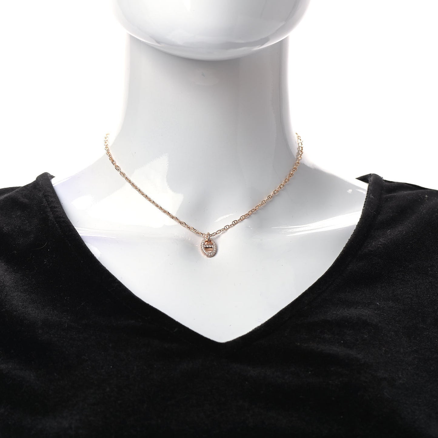 18K Rose Gold Diamond PM New Farandole Pendant Necklace ST