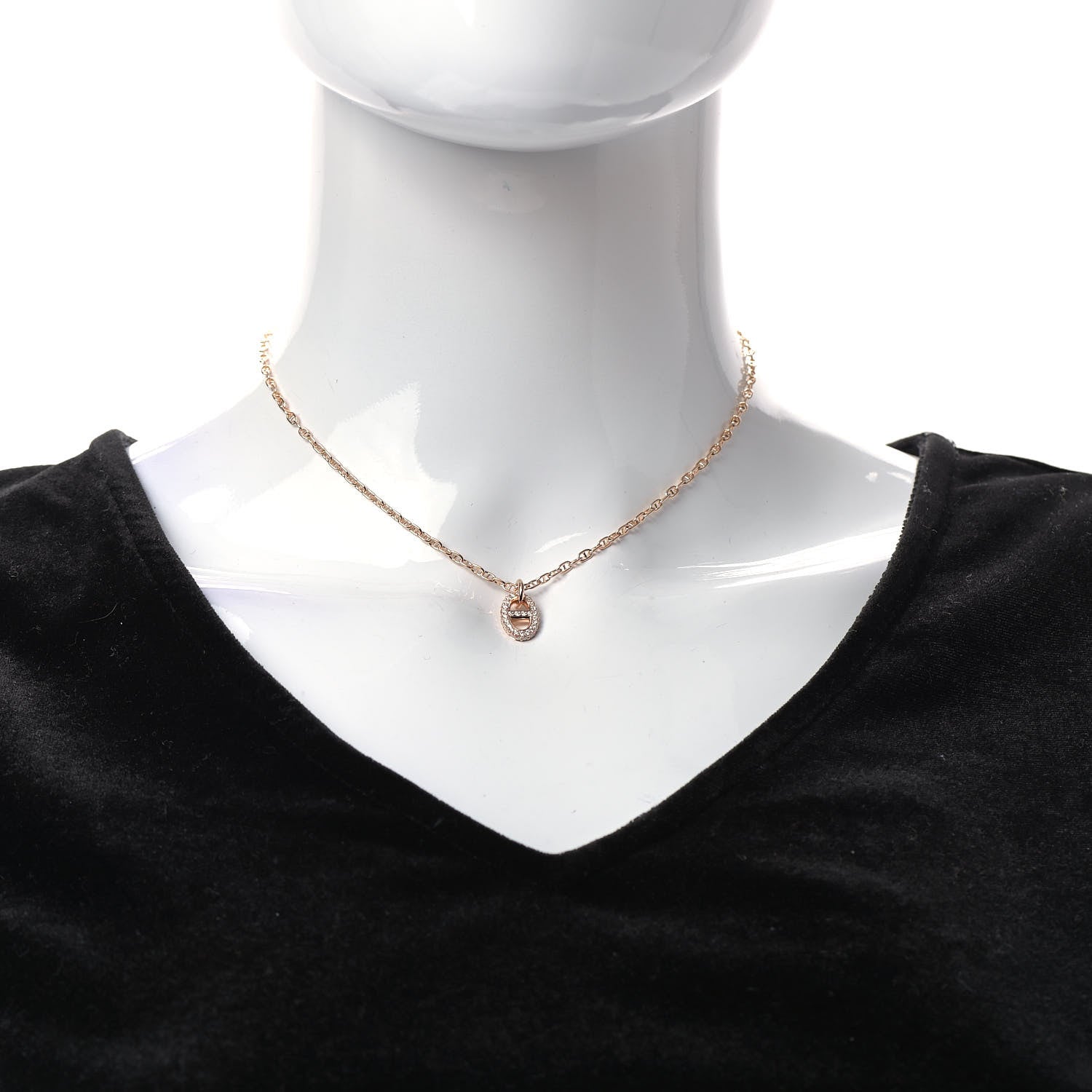 Hermes 18K Rose Gold Diamond PM New Farandole Pendant Necklace ST 2 of 5