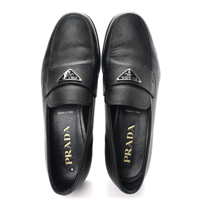 Prada Saffiano Mens Triangle Loafers 6 Black 2 of 9