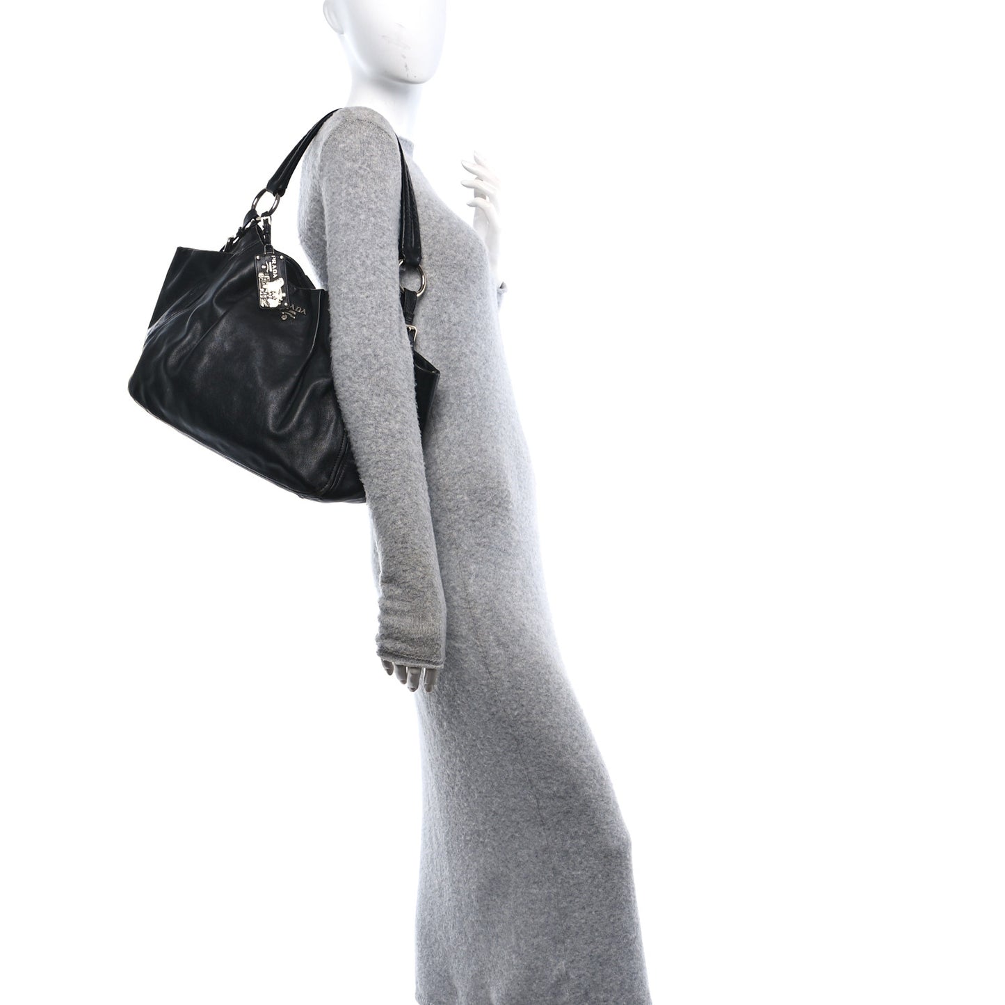 Soft Calf Pleated Hobo Black
