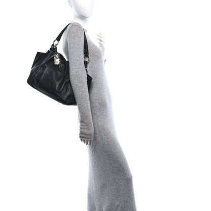 Prada Soft Calf Pleated Hobo Black 2 of 12