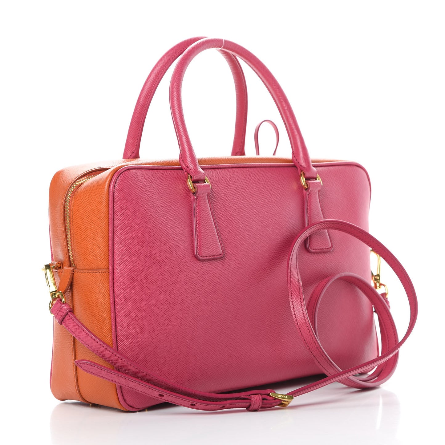 Saffiano Lux Petite Bowler Fuchsia Papaya