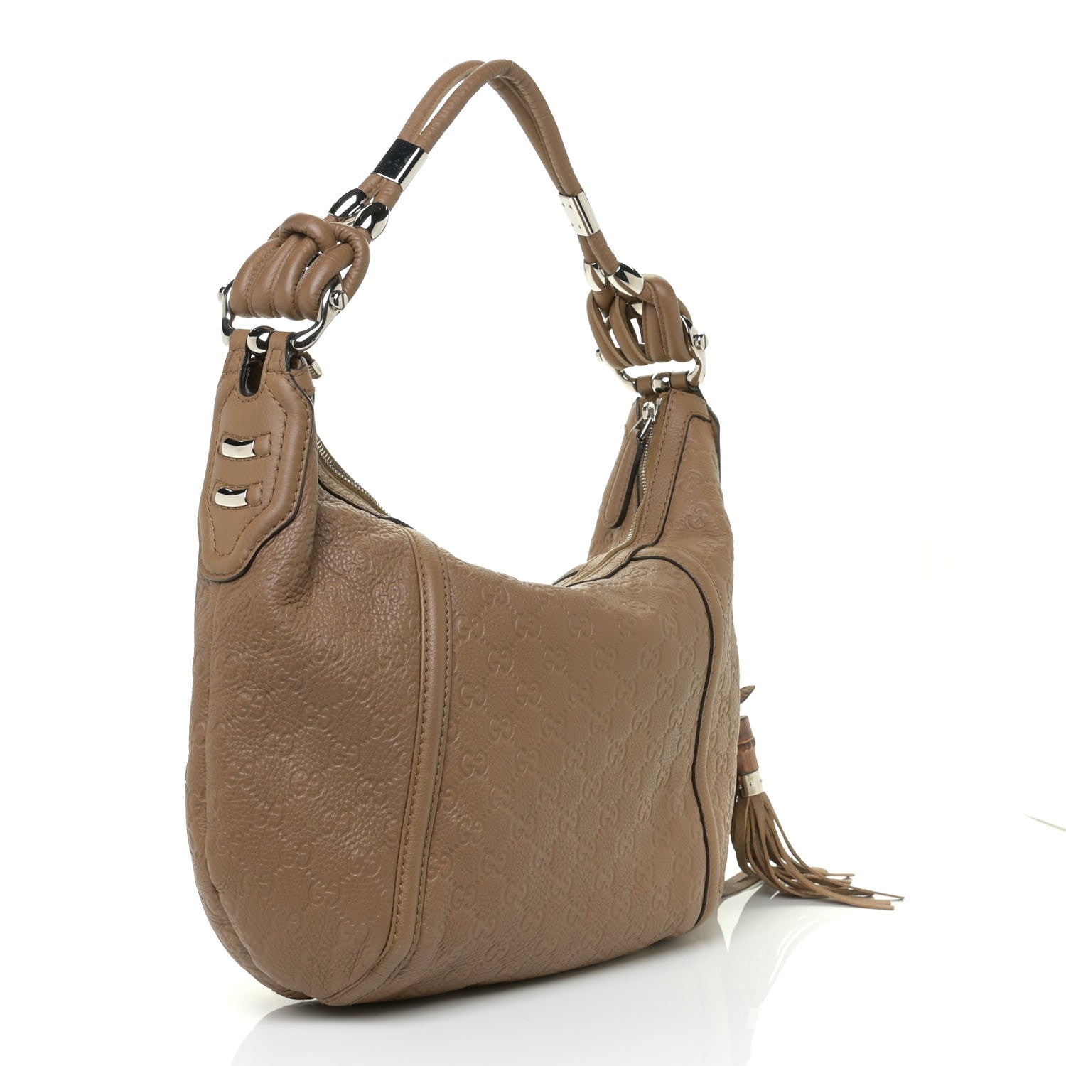 Gucci Guccissima Medium Techno Horsebit Hobo Taupe 2 of 13