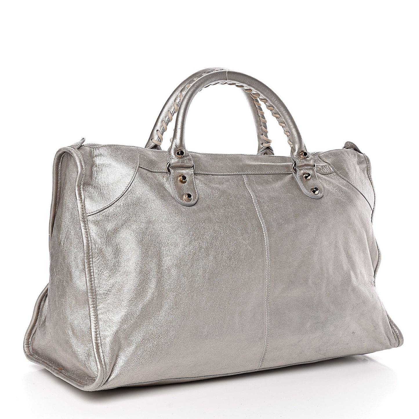 Metallic Agneau Classic Hardware Work Argent