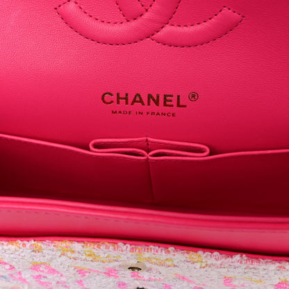 Chanel Tweed Quilted Medium Double Flap Pink Multicolor 6 of 10