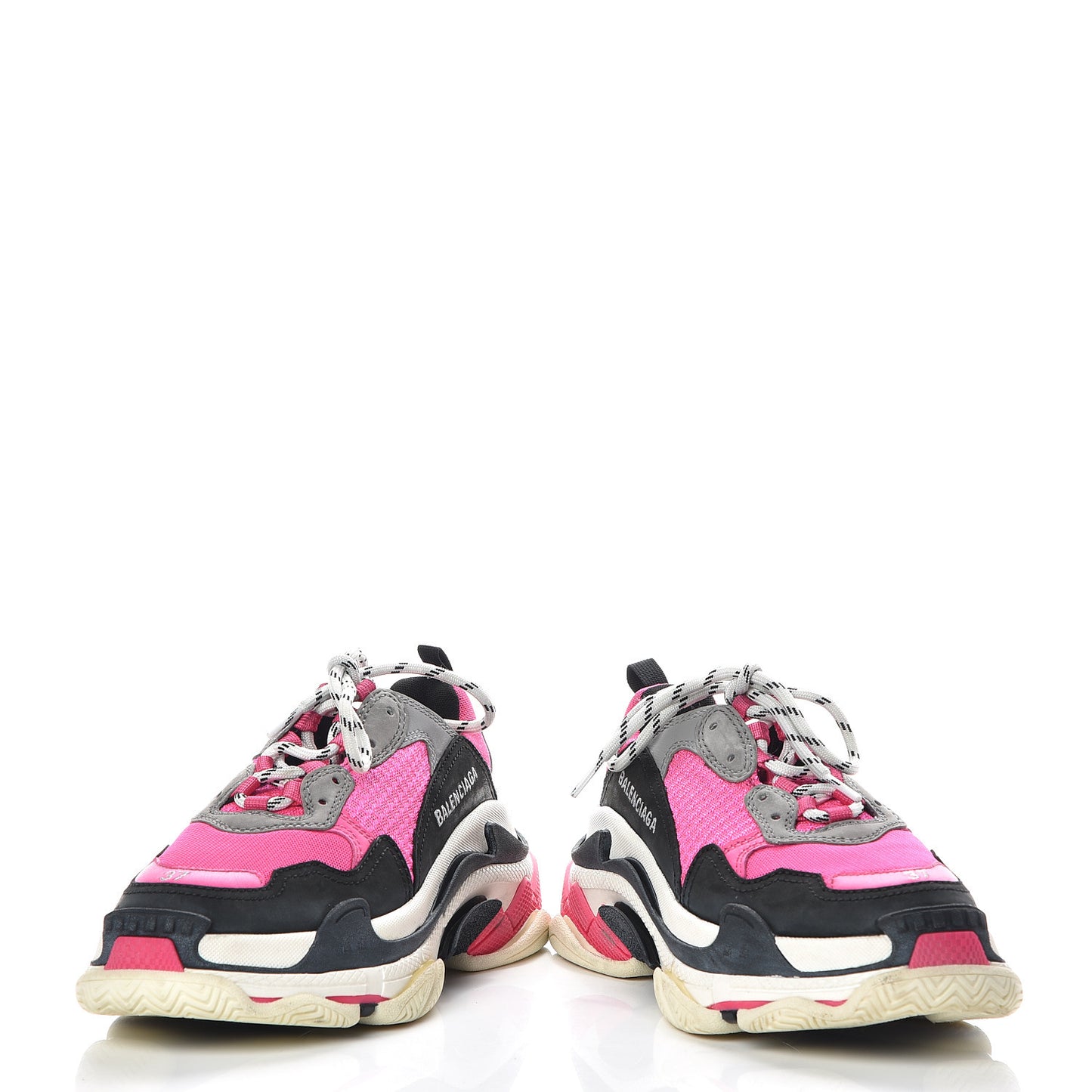 Fabric Mesh Womens Triple S Sneakers 37 Fluo Pink Grey White