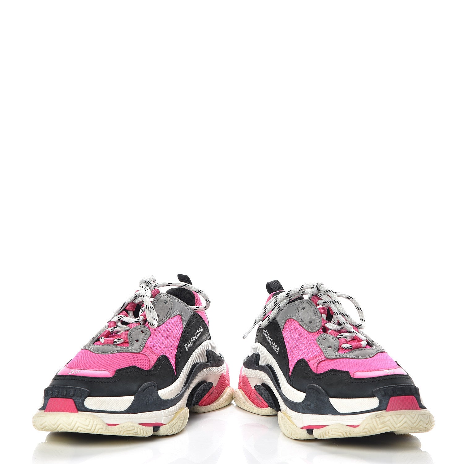 Balenciaga Fabric Mesh Womens Triple S Sneakers 37 Fluo Pink Grey White 5 of 12