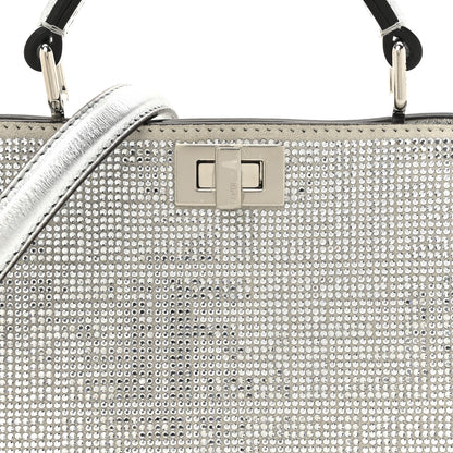 Fendi Crystal Vitello Laminato FF Petite Peekaboo I SEE U Satchel Crystal Argento 9 of 12