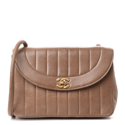 Chanel Lambskin Vertical Quilted CC Flap Shoulder Bag Brown 1 of 11