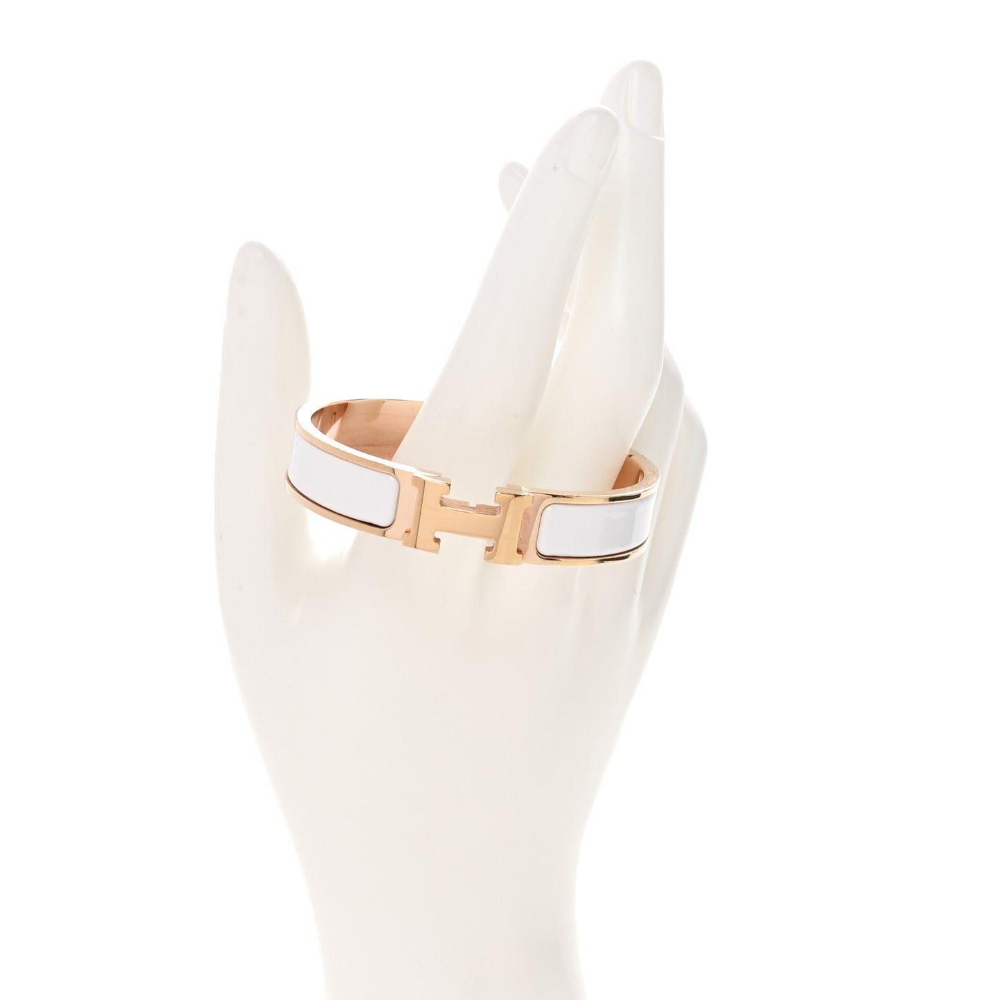 Enamel Narrow Clic Clac H Bracelet PM White